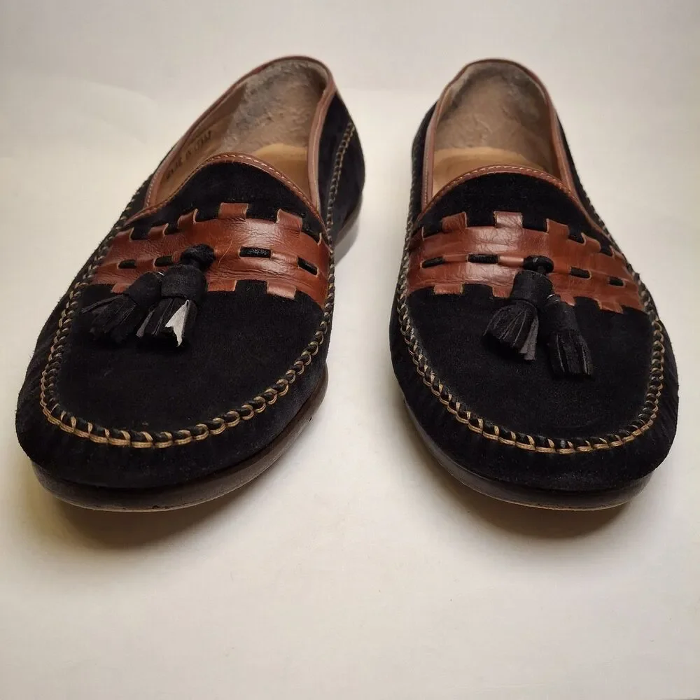 Ballys Marcello Tassel Loafer Men 10W ITALY Brown Black Suede Leather Old Money